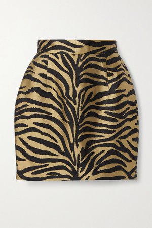 Gold Eiko metallic zebra-jacquard mini skirt | Khaite | NET-A-PORTER