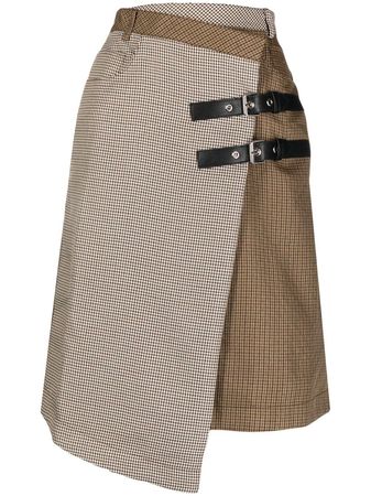 Rokh check-pattern Buckled Skirt - Farfetch