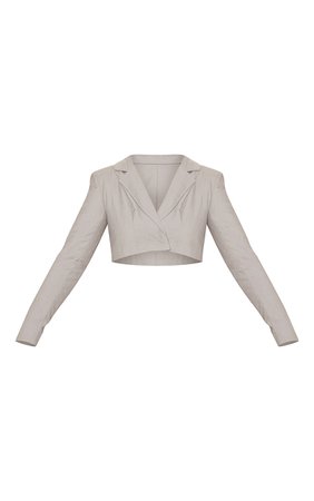 Taupe Oversized Crop Blazer | Co-Ords | PrettyLittleThing USA