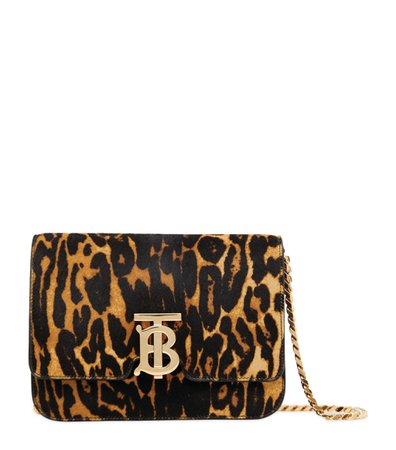 Burberry Small Leopard Print TB Bag | Harrods.com
