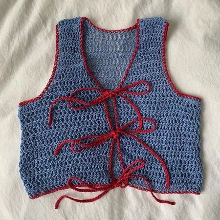 red blue crochet vest