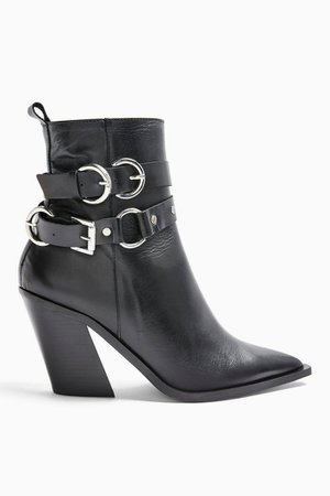 HADRIA Leather Black Western Boots | Topshop