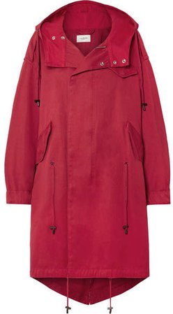 Duffy Oversized Hooded Cotton-canvas Coat - Red