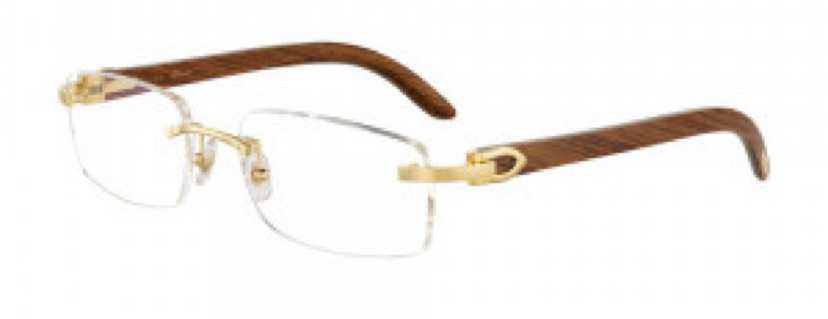 Cartier Wood W/ Gold Frames Glasses