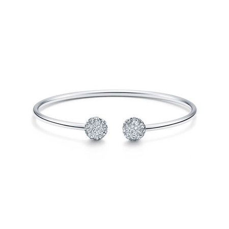 Tiffany HardWear ball wire bracelet in 18k white gold with diamonds, medium. | Tiffany & Co.