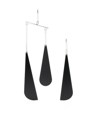 Isabel Marant asymmetric drop earrings black & silver BL107521P033B - Farfetch