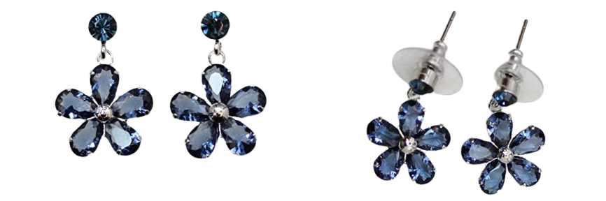 Flower Navy Blue Earrings
