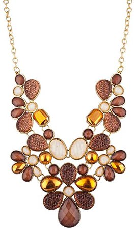 Amazon.com: Lux Accessories Xmas Christmas Holiday Tribal Floral Bib Chunky Stone Statement Necklace: Jewelry