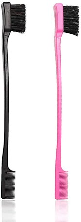 Amazon.com: Foxi Fresh Double Sided Edge Control Hair Brush Comb Combo Pack 2 Pieces Pink and Black : Beauty & Personal Care