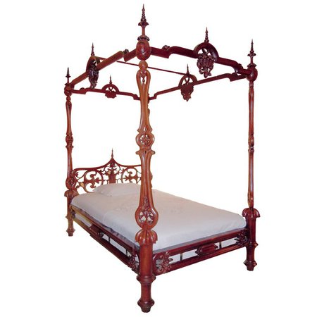 Exceptional Four Poster Early Victorian Rococo Bed For Sale at 1stdibs