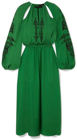 Dundas - Cutout Embellished Silk-crepe Midi Dress - Green