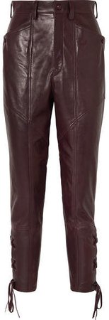 Cadix Leather Straight-leg Pants - Burgundy