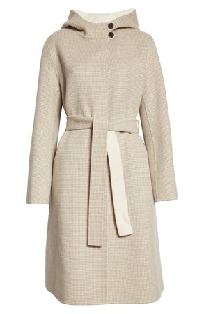 Theory L. New Hooded Gingham Wool Blend Wrap Coat | Nordstrom