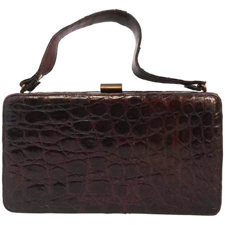 1940s Brown Boxy Alligator Purse For Sale at 1stdibs
