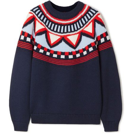 Tory Sport Fair Isle appliquéd merino wool-blend sweater
