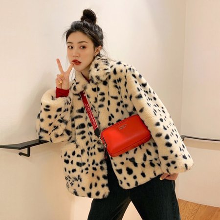 Plush jacket women winter short 2020 new Korean version of loose lamb wool faux fur leopard print fur coat women winter|Leather Jackets| - AliExpress