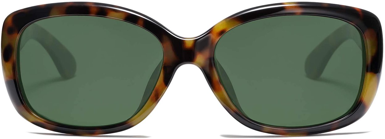 Amazon.com: SOJOS Vintage Square Sunglasses for Women Polarized UV Protection Havana Frame SJ2111 with Green Tortoise Frame/G15 Lens: Clothing