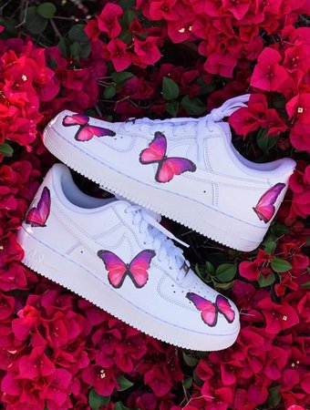 painted pink butterflies on Nike air 1 forces tumblr - Google Search