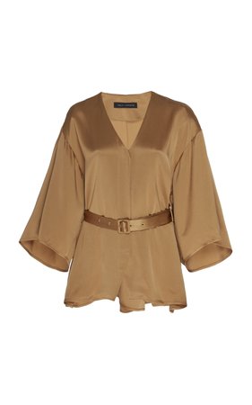 Sally LaPointe Doubleface Satin Belted Kimono Top