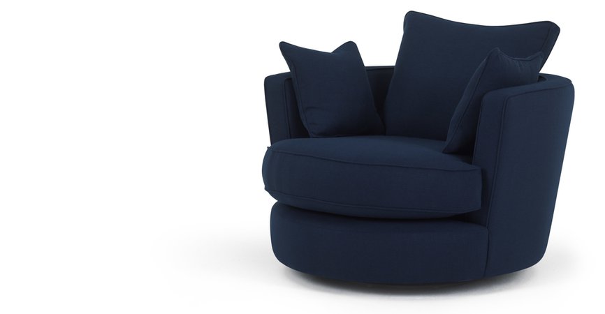Leon Swivel Love Seat, Navy Blue | MADE.com