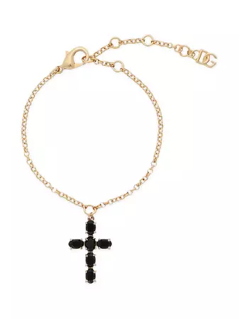 Shop Dolce&Gabbana Gold-Plated & Glass Crystal Cross Bracelet | Saks Fifth Avenue