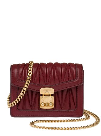 Shop red & gold Miu Miu mini matelassé chain link pouch with Express Delivery - Farfetch