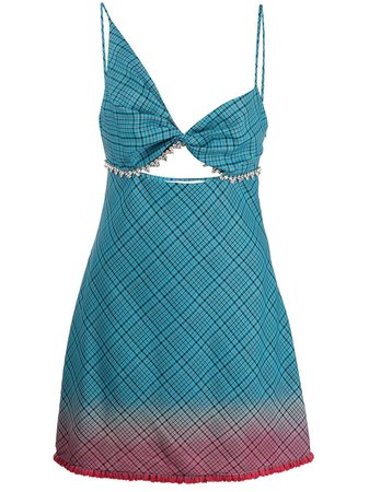 AREA Asymmetric Checked Dress - Farfetch