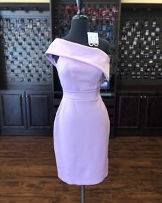 lilac one arm short dress