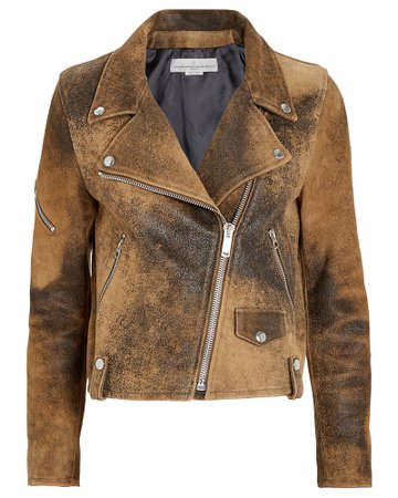 Hanna Distressed Leather Moto Jacket