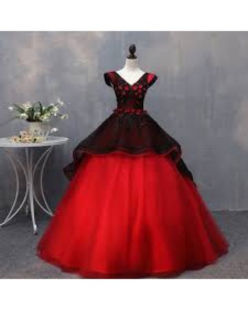 red and black princess dress