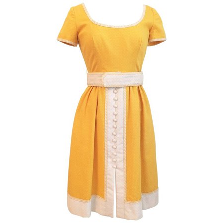 Oscar De La Renta Boutique Yellow Polka Dot Dress, 1960s For Sale at 1stdibs