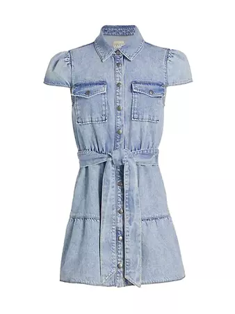 Shop Alice + Olivia Miranda Belted Denim Minidress | Saks Fifth Avenue