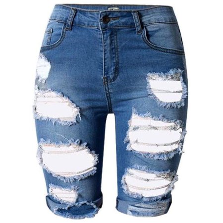 High Rise Ripped Jean Shorts