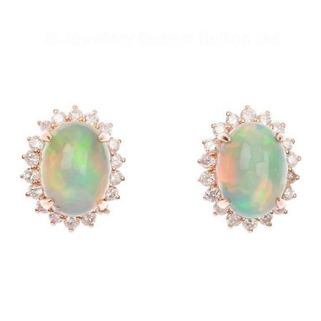18 Carat Rose Gold 0.80 Carat Opal and Diamond Cluster Earrings For Sale at 1stdibs