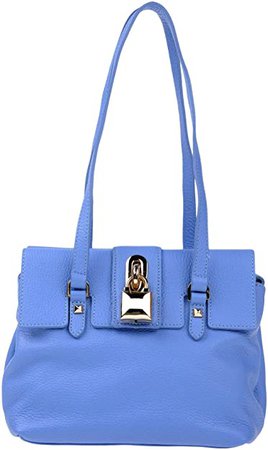 Patrizia Pepe Italian Made Periwinkle Blue Leather Small Shoulder Bag: Handbags: Amazon.com