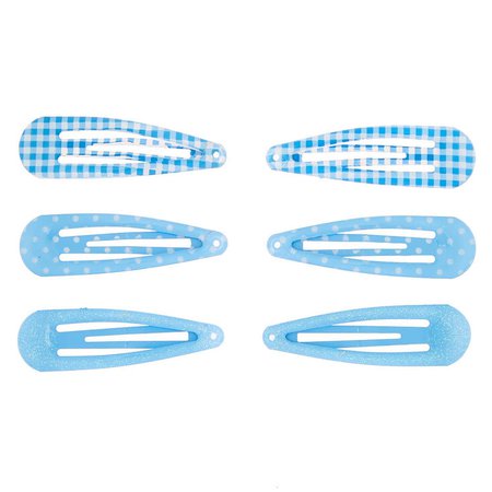 Claire's Club Gingham Snap Hair Clips - Blue, 6 Pack | Claire's US