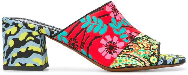 multi pattern heeled sandals