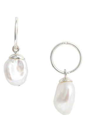 Meadowlark Baroque Cultured Freshwater Pearl Endless Hoop Earrings | Nordstrom