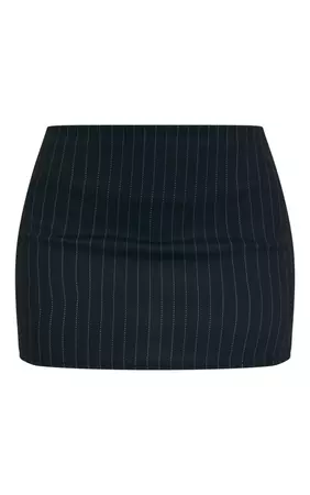 Black Pinstripe Stretch Woven Micro Mini Skirt | PrettyLittleThing USA