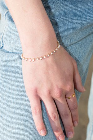 Gold White Bead Bracelet - Bracelets - Jewelry - Accessories
