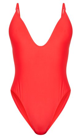 Red Basic Low Scoop Swimsuit $20