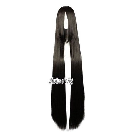 120CM Lolita Lady Long Black Straight Hair Fashion Anime Party Cosplay Wig+Cap | eBay