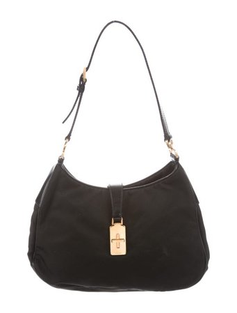 Prada Vintage Vitello-Trimmed Tessuto Shoulder Bag - Handbags - PRA394878 | The RealReal