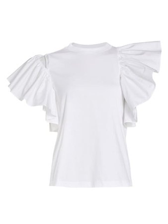 Shop Alexander McQueen Flutter-Sleeve Cut-Out T-Shirt | Saks Fifth Avenue