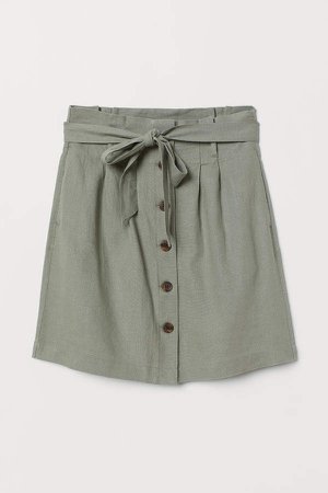 Paper-bag Skirt - Green