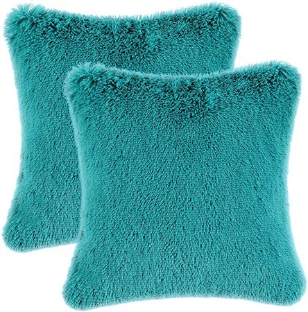 Amazon.com: CaliTime Pack of 2 Super Soft Throw Pillow Covers Cases for Couch Sofa Bed Solid Plush Faux Fur 18 X 18 Inches Teal: Furniture & Decor