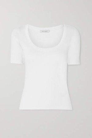 Ribbed Stretch-organic Cotton-jersey T-shirt - White