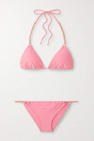 Embellished Triangle Bikini - Baby pink