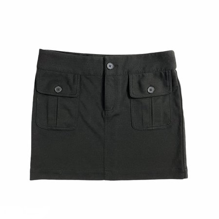 2000s black cargo mini skirt Size 3 Waist flat... - Depop