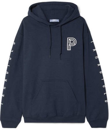 Paradised - Printed Cotton-blend Jersey Hooded Top - Navy